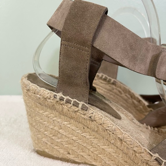 Vince Women's Brown Suede Crisscross Adjustable Strap Wedge Espadrilles Size 10 - Picture 6 of 9